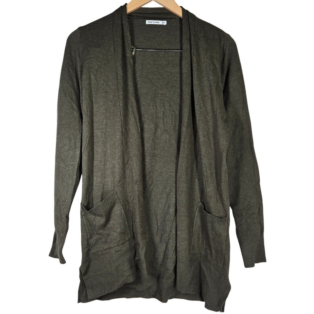 Pink Clover Penton Two Pocket Open Front Cardigan Olive Green XS‎ NWOT